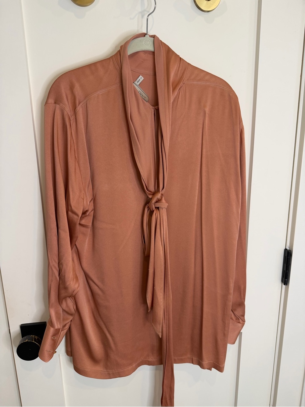 Vintage Lanvin Rosewood Tie-Neck Blouse